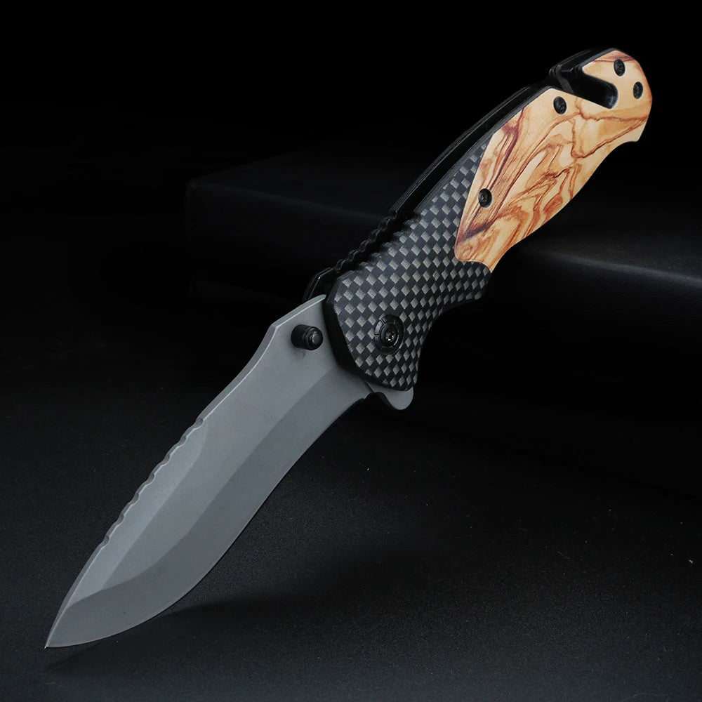XUAN FENG Damascus Folding Knife D2 Steel – Camping Survival EDC Folding Pocket Knife Qst A