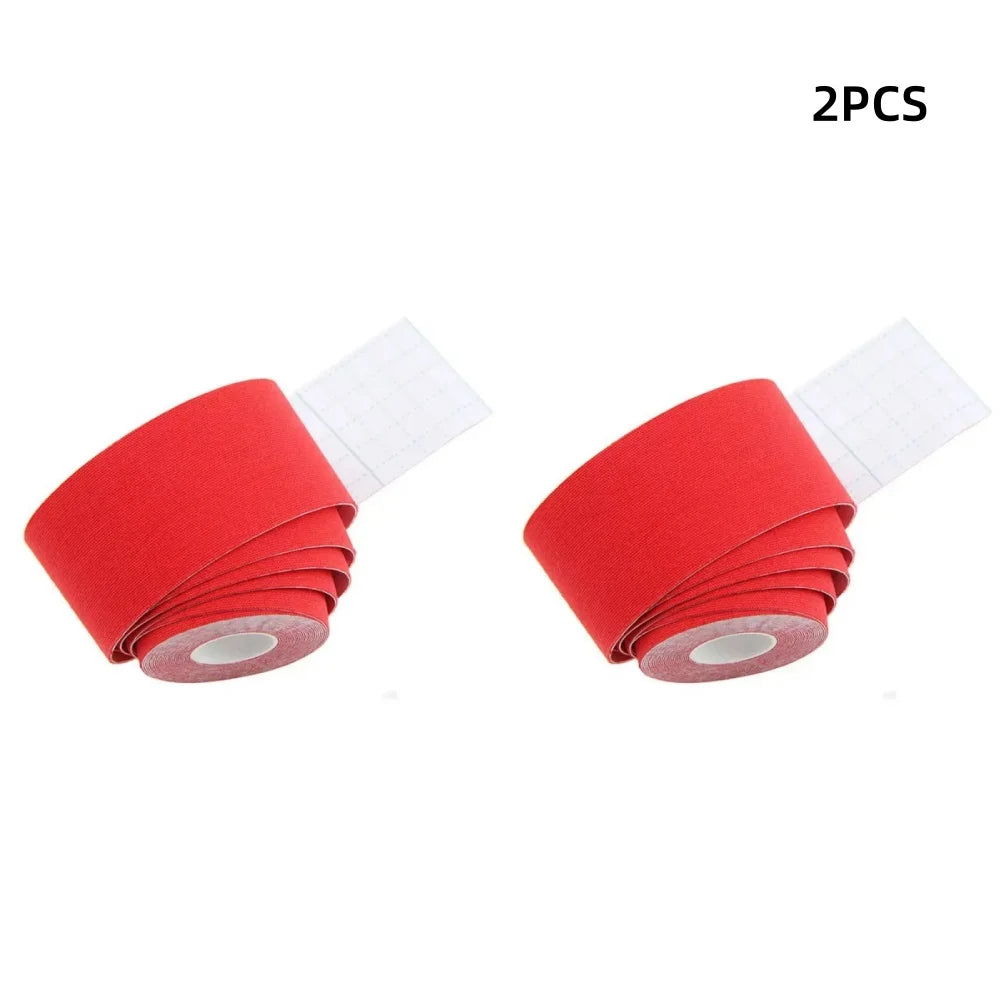 Kinesiology Sports Tape – Elastic, Waterproof, 18 Colors, 5m x 5cm Kinesiology Sports Tape Qme Red-2pcs