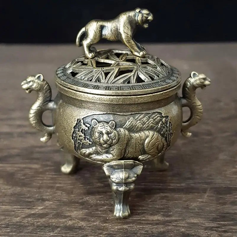 Ancient Tiger Metal Incense Burner – Home Decor Ornament Incense Burner Qme