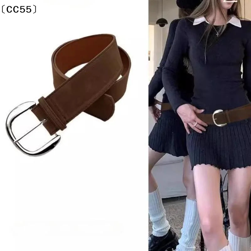 Women's Wide PU Leather Belt – Pin Buckle Waistband Women's Fashion Belt Qst