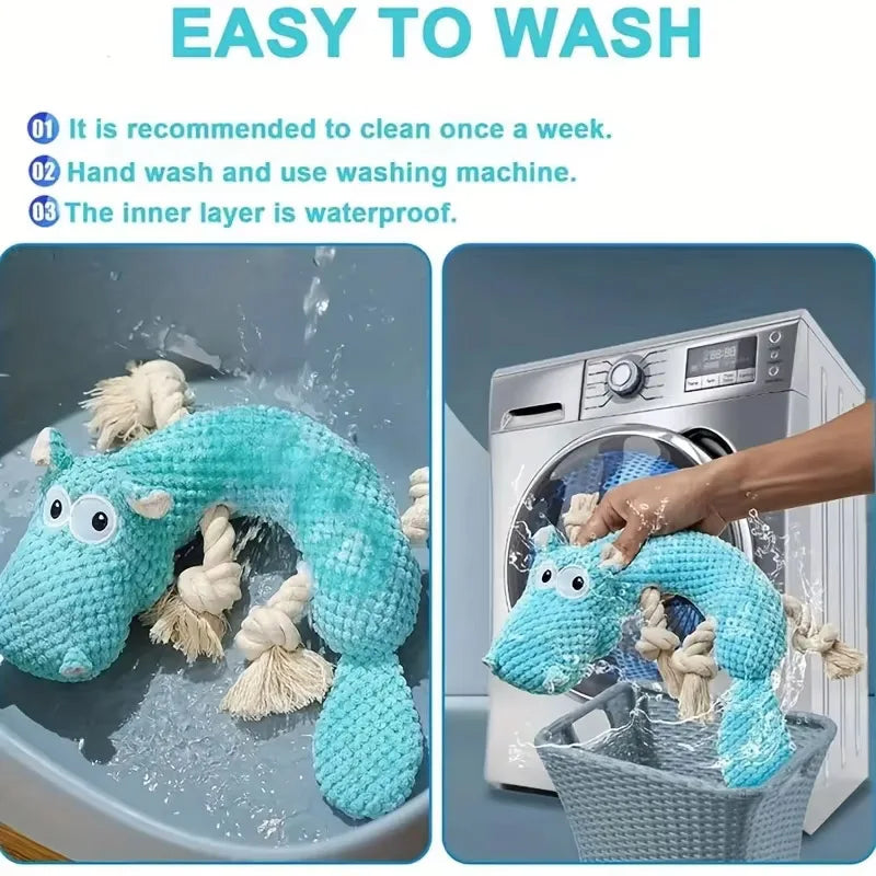Blue Hippo & Pineapple Plush Squeaky Dog Toy | Qme Plush Squeaky Dog Toy Qme