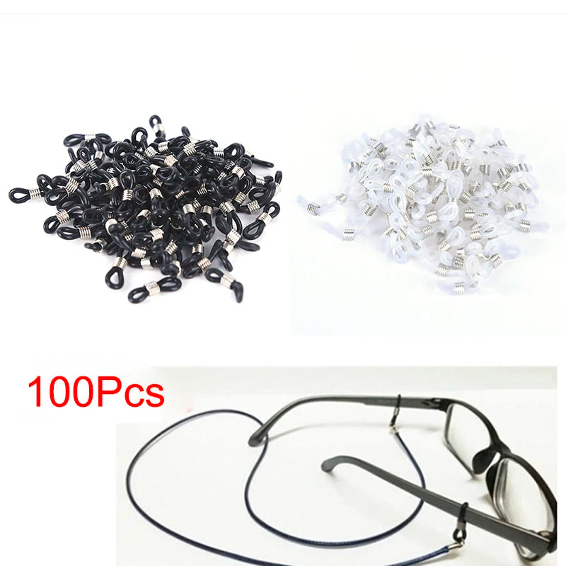 100Pcs Eyeglass Chain Rubber Loop Ends – DIY Spectacle Strap Eyeglass Chain Accessory Qst