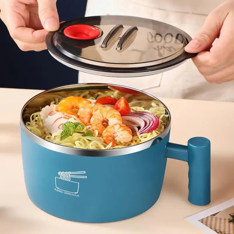 Large Stainless Steel Soup Bowl with Phone Stand – 1000ml Insulated Soup Bowl Qme