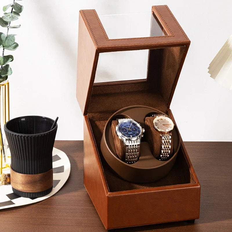 2-Slot Automatic Watch Winder Box USB Powered – Quiet Motor Watch Winder Box Qme D style