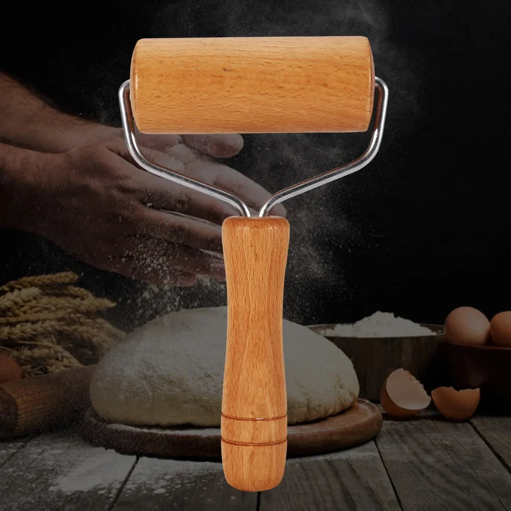 Wooden Rolling Pin for Pastry, Pizza & Dough | Qme Baker Wooden Rolling Pin Qme