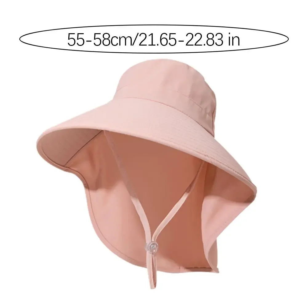 Women's Large Brim Sun Hat with UV Neck Flap – 5 Colors Wide Brim Sun Hat Qme