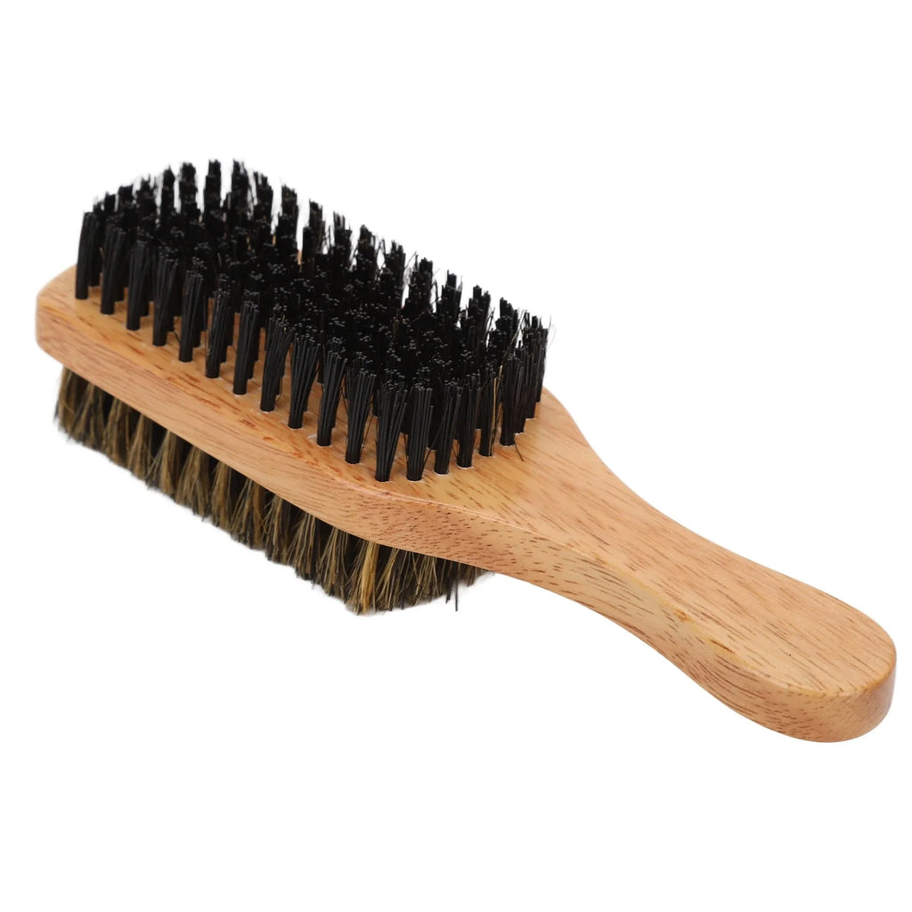 Double-Sided Beard Brush | Rubber Wood Handle for Men Beard Brush Qme