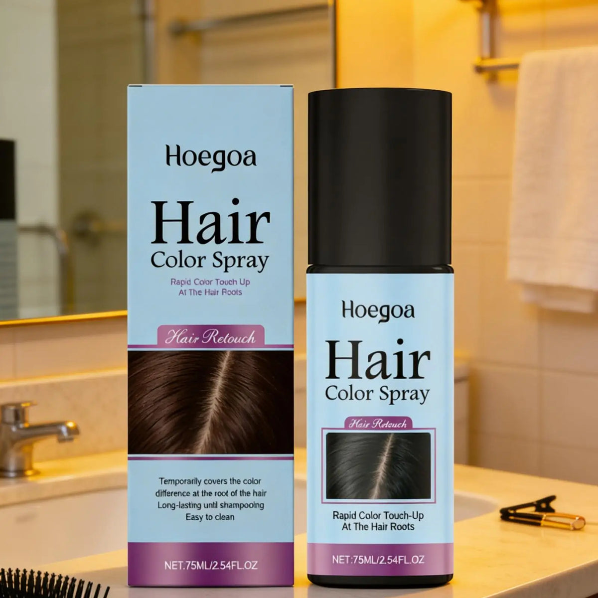 Hoegoa Temporary Hair Color Spray – Root Cover & Styling Temporary Hair Dye Spray Qst