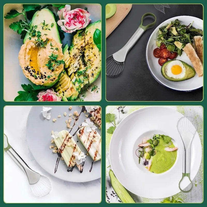 Stainless Steel Avocado & Kiwi Slicer with Paring Knife Fruit & Vegetable Slicer Qme