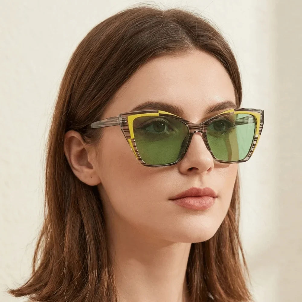 Y2K Cat Eye Sunglasses Steampunk Square Frame – 6 Colors Fashion Sunglasses Qme