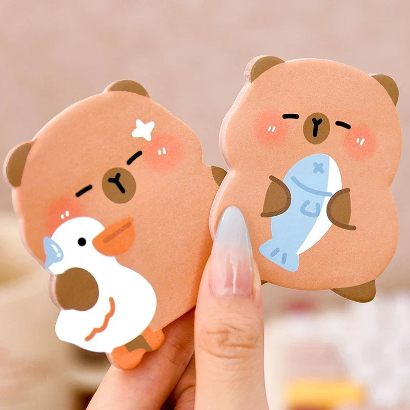 Capybara Sticky Notes – 60 Sheets Cute Reusable Memo Pads Sticky Notes Qme