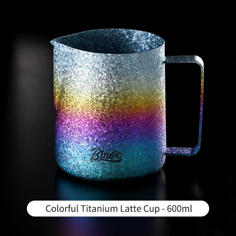 Bincoo Pure Titanium Milk Frothing Pitcher – Latte Art Jug Milk Frothing Pitcher Qst 600ML