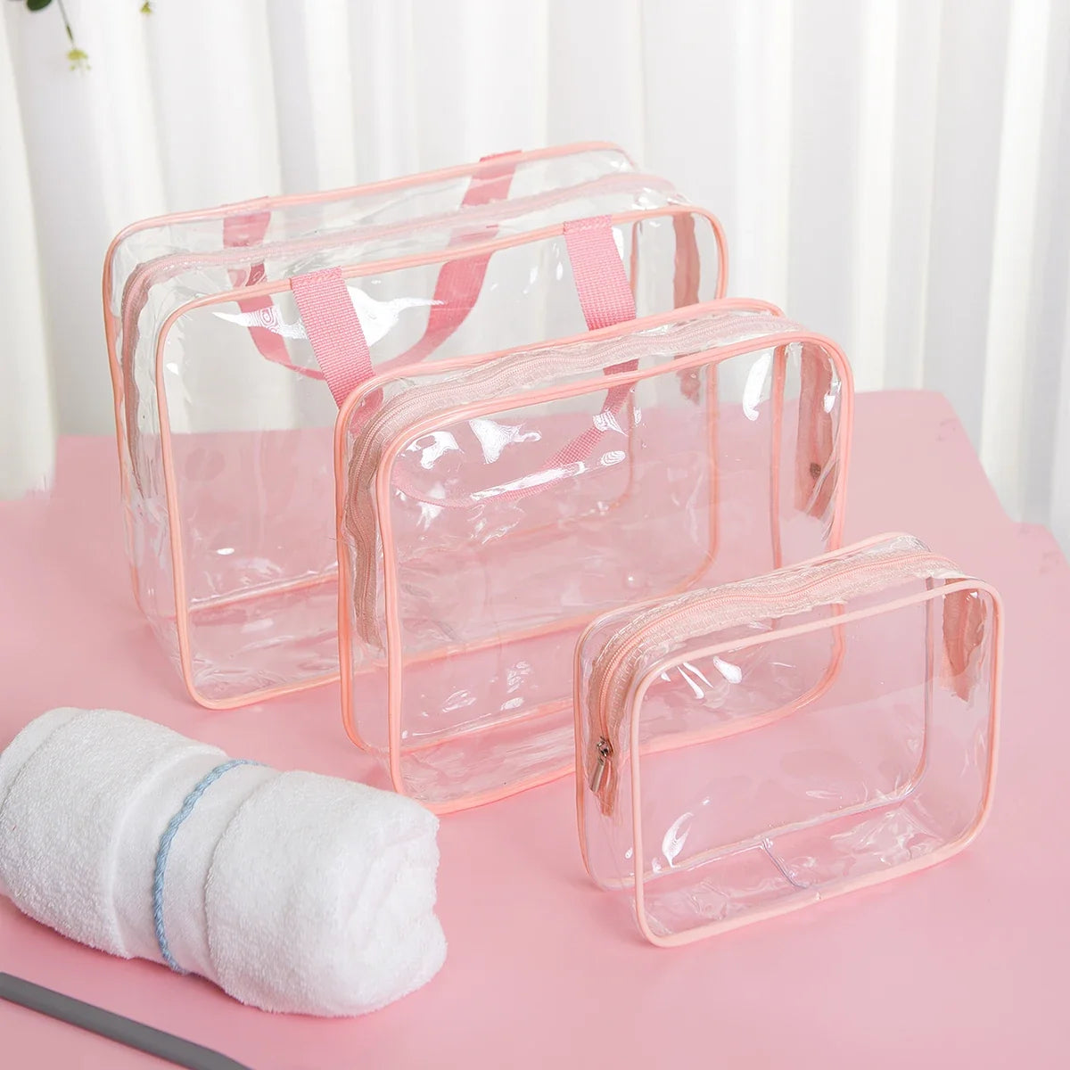 Clear PVC Travel Makeup Bag | Waterproof Transparent Organizer Travel Makeup Bag Qme