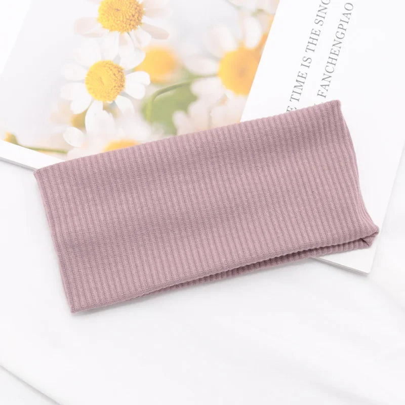Women's Wide Elastic Headband – Organic Cotton Makeup Hair Hoop Wide Elastic Headband Qme Light purple One Size