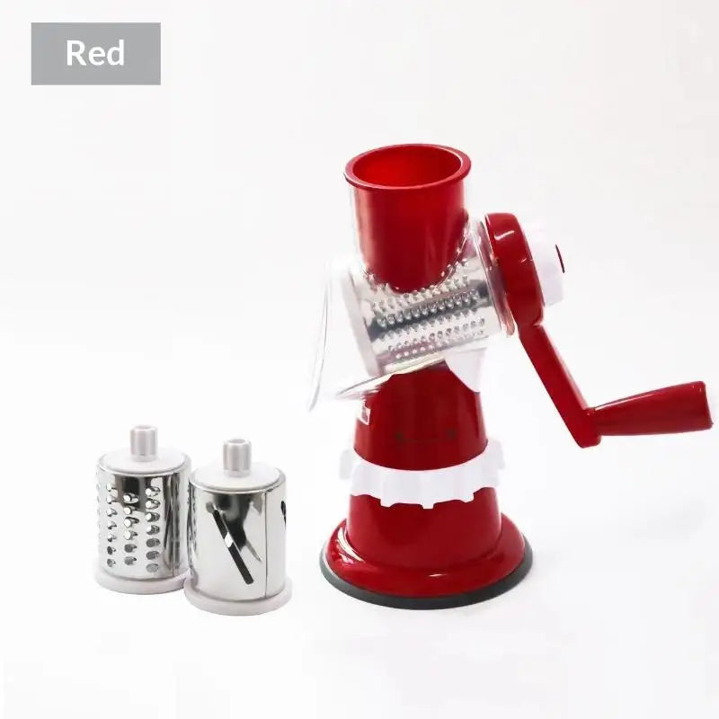 Manual Rotary Cheese Grater – 3 Interchangeable Stainless Blades Rotary Cheese Grater Qme B