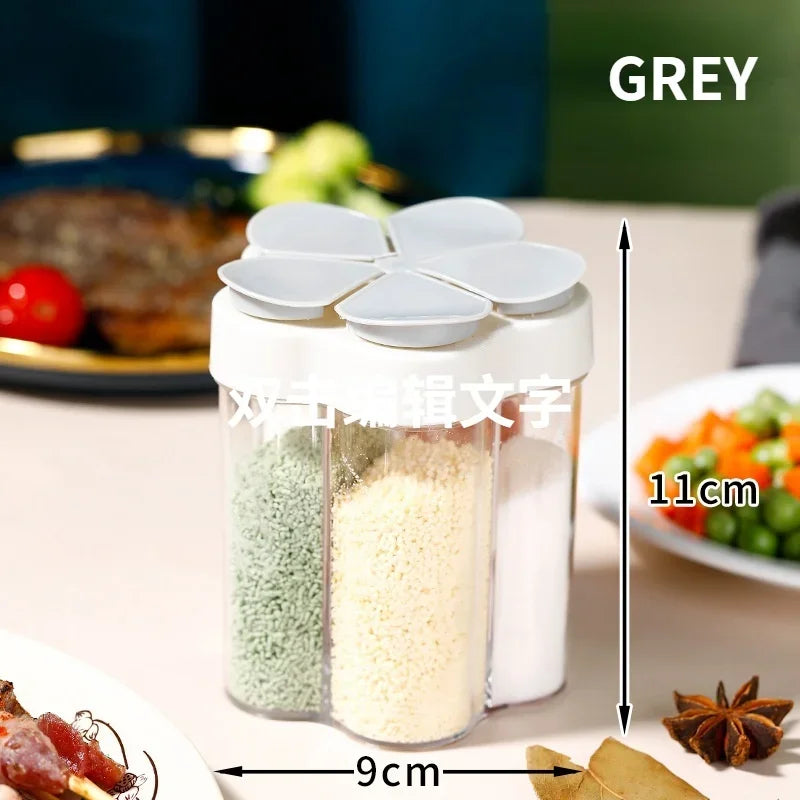 Plastic Spice Jar Seasoning Container – Kitchen & Outdoor Spice Jar Organizer Qme gray