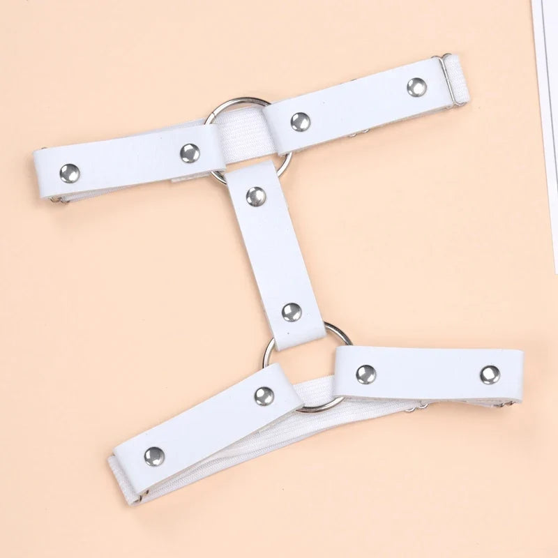 Women's Gothic Garter Belt – Punk Harajuku PU Leather Style Gothic Garter Belt Qme WHITE One Size