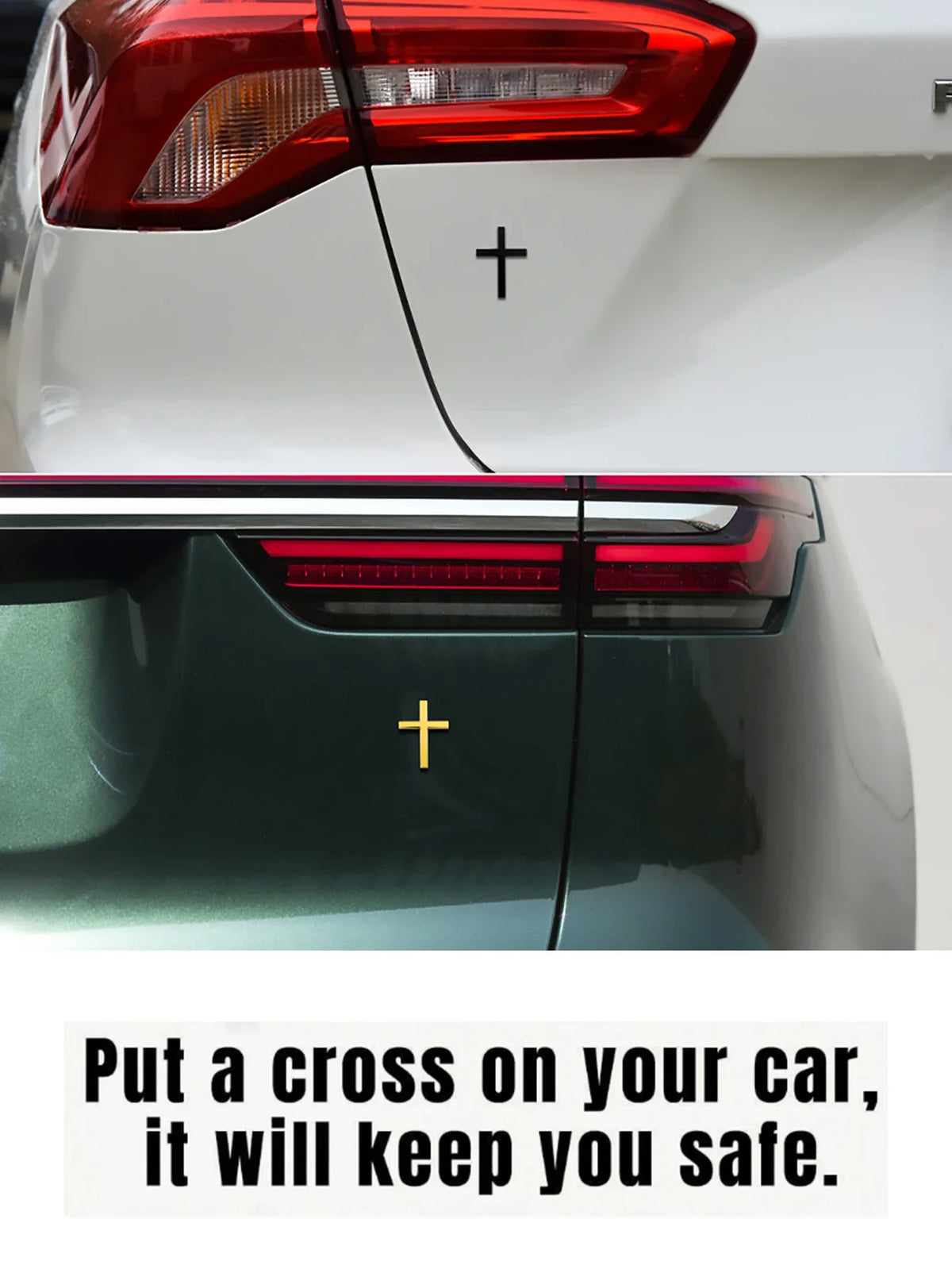 Metal Cross Car Bumper Sticker – Rear Decor & Scratch Cover Car Bumper Emblem Qme