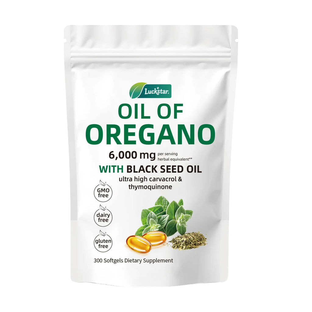 Oil of Oregano 300 Softgels 6000mg + Black Seed Oil | Docteat Herbal Supplement Softgels Qst