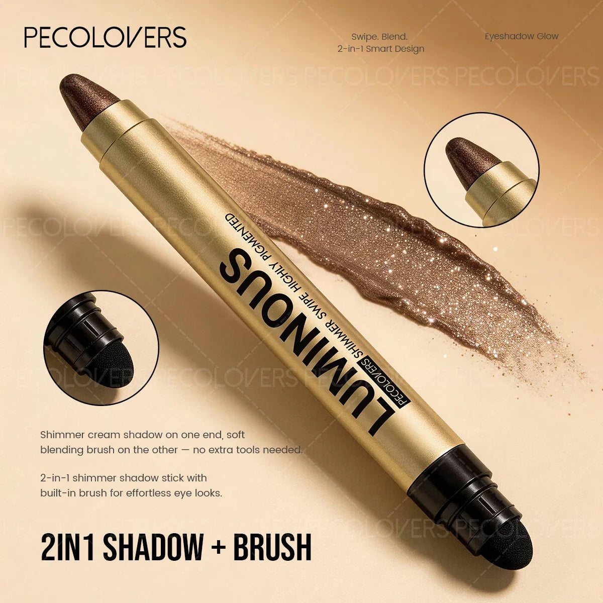Shimmer Double-Ended Eyeshadow Pencil – Gradient, Long-Lasting Eyeshadow Pencil Qme
