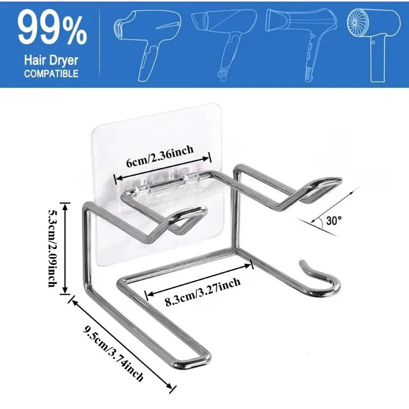 Self Adhesive Wall Mount Hair Dryer Holder – Waterproof Rack Hair Dryer Holder Qme