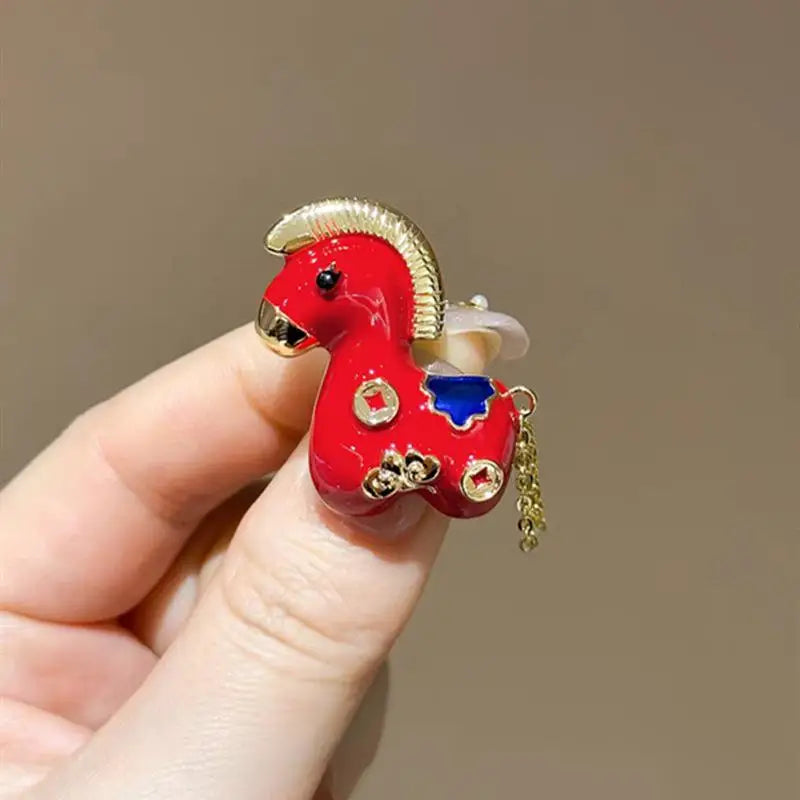 Zodiac Pony & Lion Dance Brooch – Cute Animal Corsage Pin Brooch Corsage Pin Qme