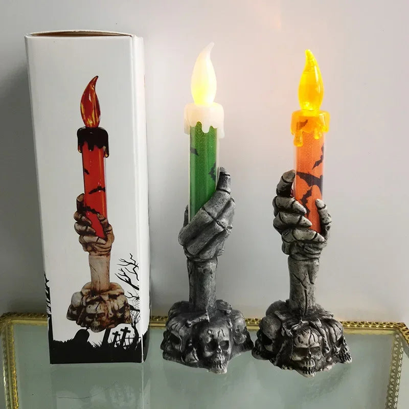 Halloween Ghost Skeleton LED Candle Light Decoration Props Halloween Decor Prop Qme