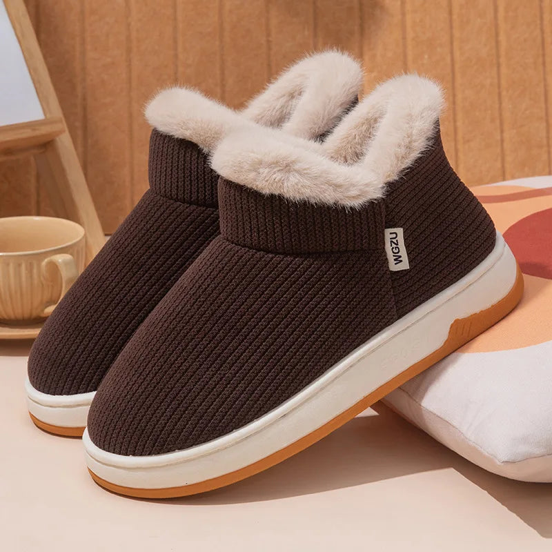 Women's Plush Faux Fur Winter House Slippers – Cozy Indoor Shoes Indoor House Slippers Qst Coffee 44-45
