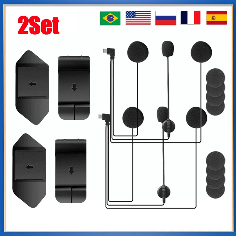 EJEAS V6 PRO+ Motorcycle Helmet Bluetooth Intercom Headset Motorcycle Intercom Headset Qst 2 PCS