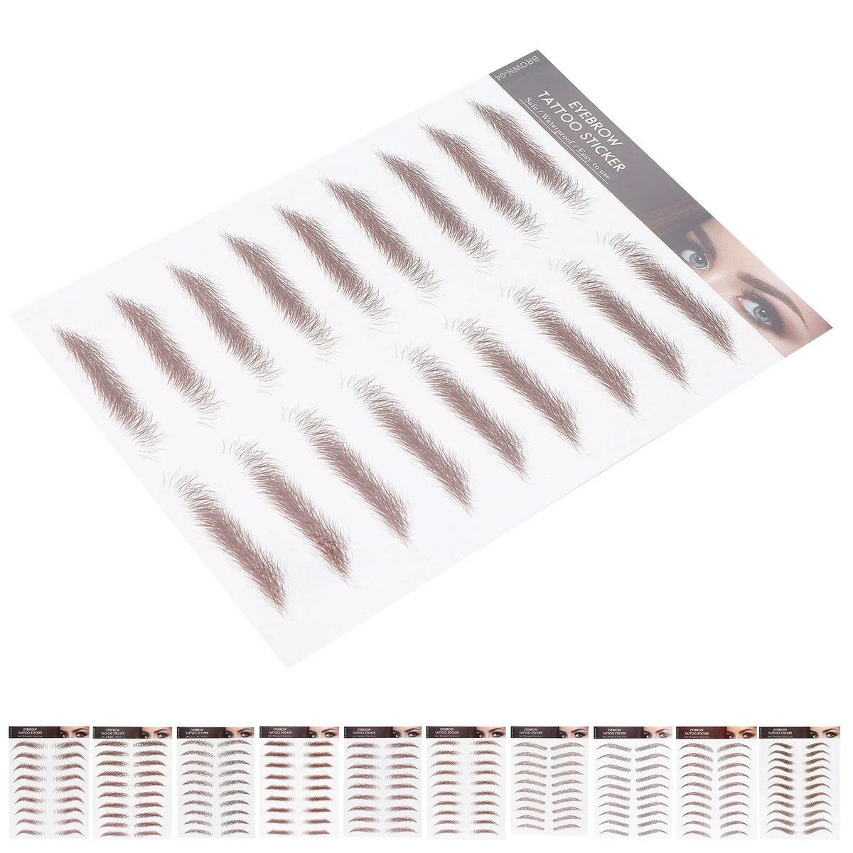 Waterproof Eyebrow Tattoo Transfer Stickers – 10 Colors Eyebrow Transfer Sticker Qme