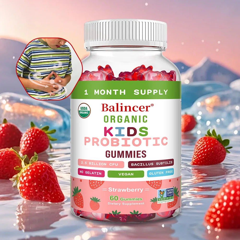 DETOXXTRA Kids Organic Probiotic Gummies – Strawberry 60ct Kids Probiotic Gummies Qst