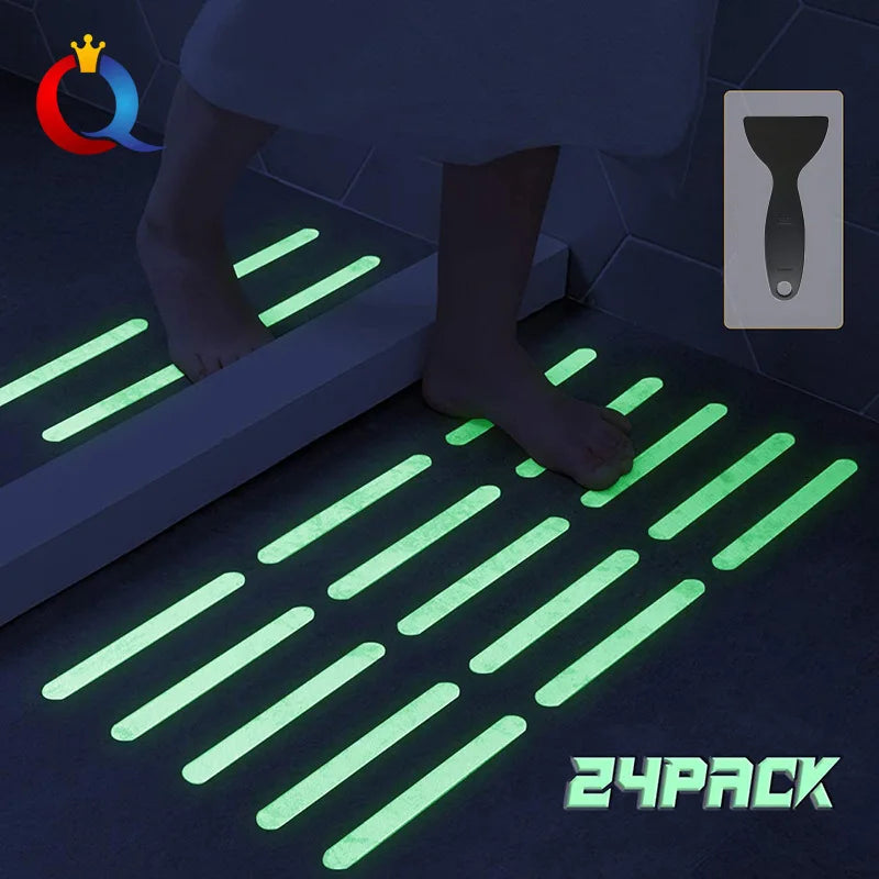 Luminous Non-Slip Bathtub Stickers – 24pc Shower Grip Pads Non-Slip Bath Stickers Qme 24pcs
