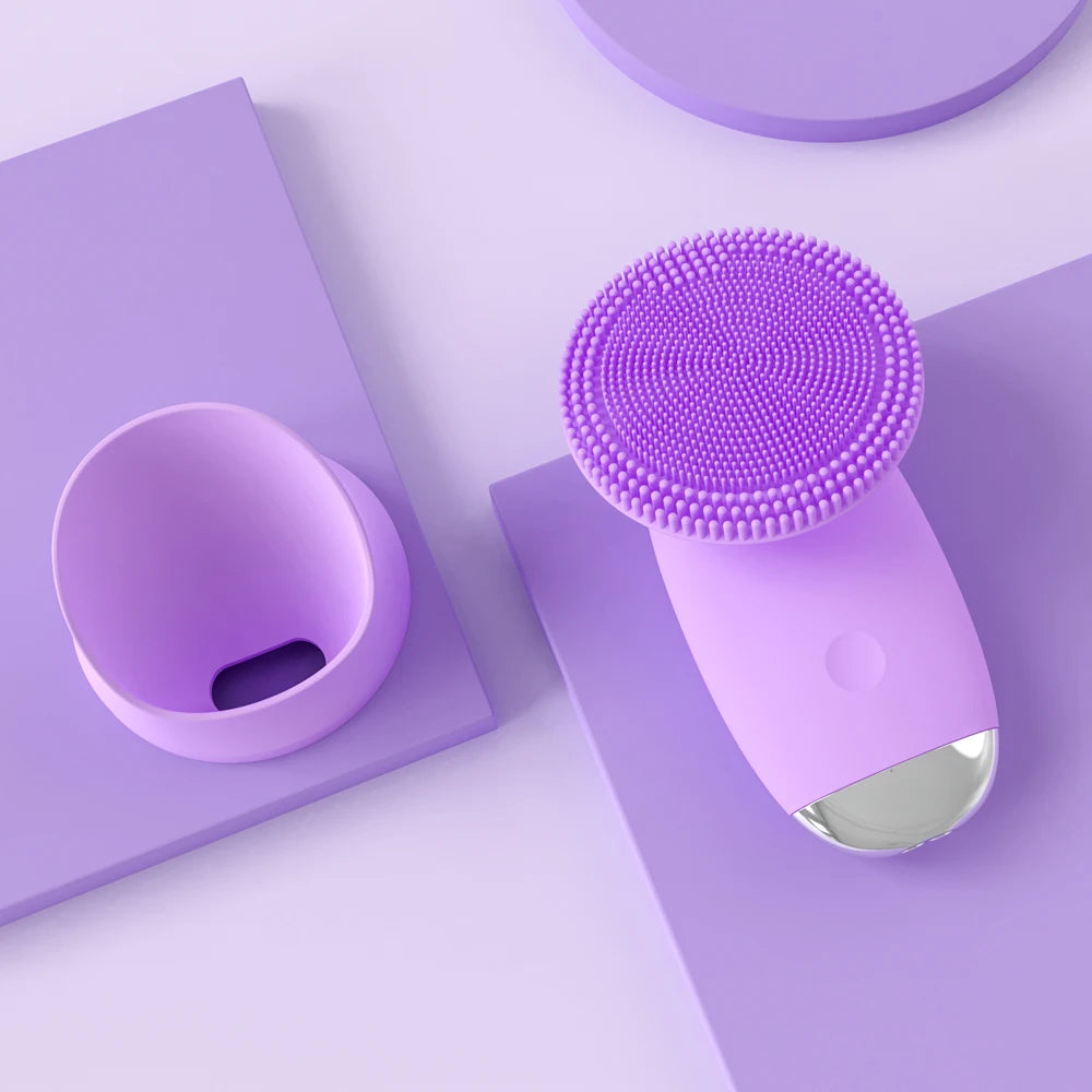 VIMYSHOW Sonic Silicone Face Cleansing Brush – IPX-7 Waterproof Facial Cleansing Brush Qst Purple