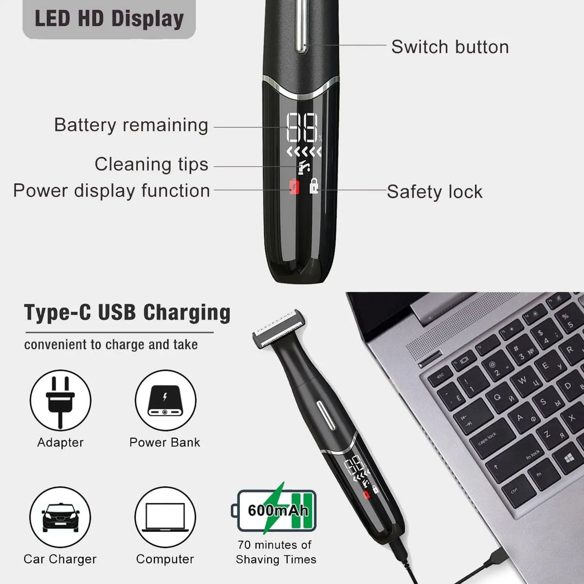 Women's 4-in-1 Electric Razor – Face, Brows, Legs & Body Electric Hair Remover Qme
