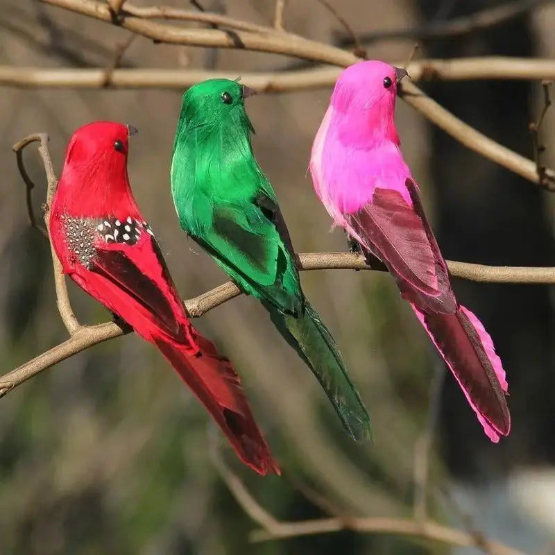Foam Feather Artificial Parrot Bird Figurine – 6 Colors Decorative Bird Figurine Qme