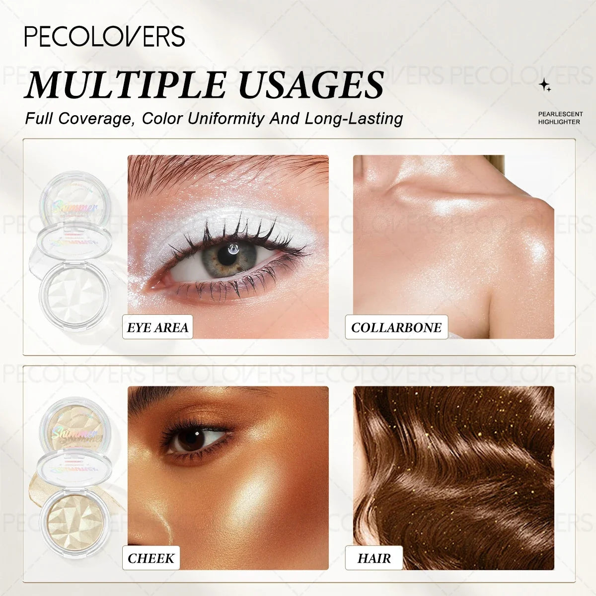 Multi-Functional Disc Highlighter – Champagne, White & Silver Face Highlighter Qme
