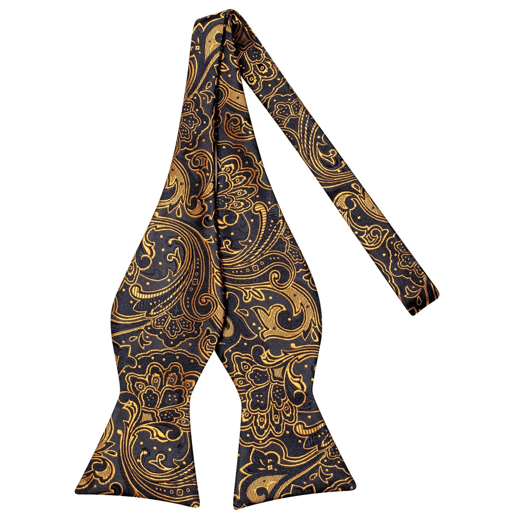Hi-Tie Men's Paisley Jacquard Bow Tie, Handkerchief & Cufflinks Bow Tie Gift Set Qme