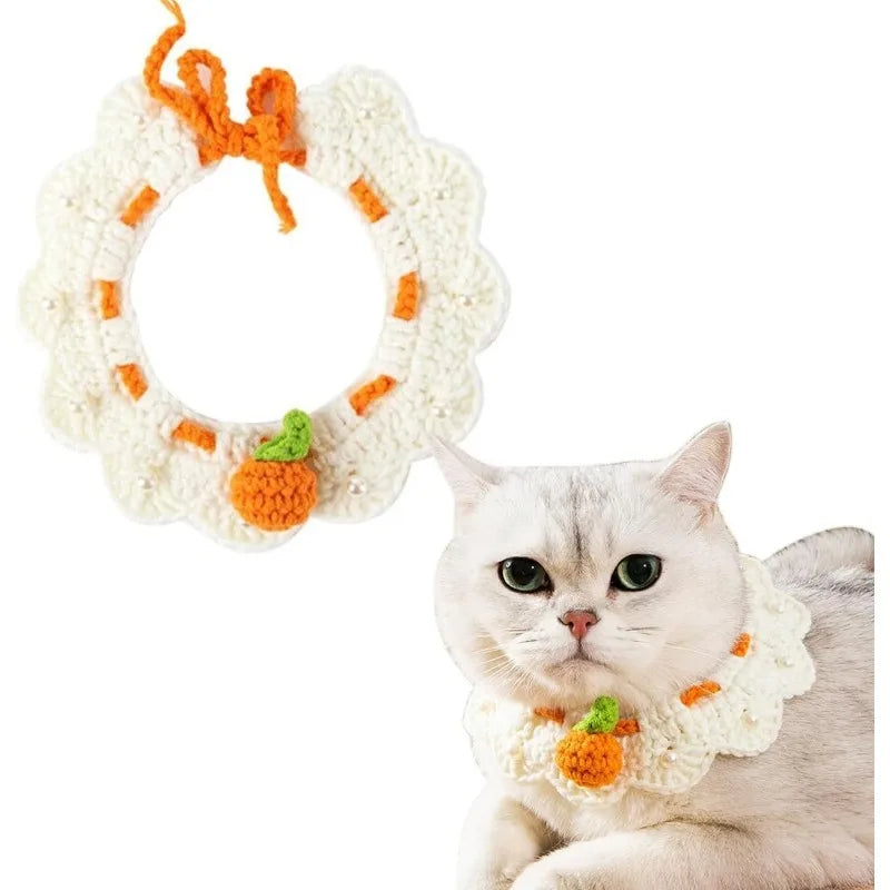 Handmade Woven Bow Cat & Dog Collar – Adjustable Nylon Pet Bow Collar Qme