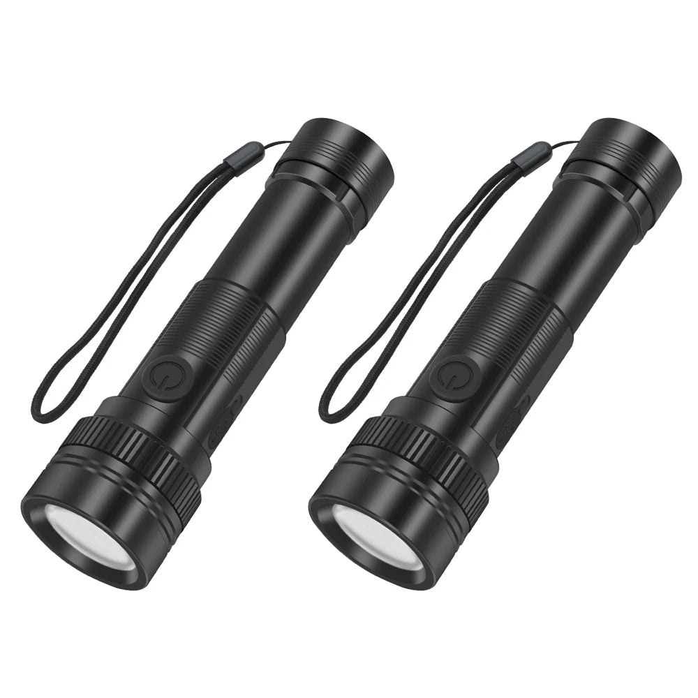 BORUiT ST12 800LM Zoomable LED Flashlight | Type-C Rechargeable LED Flashlight Qst 2pcs ZOOM
