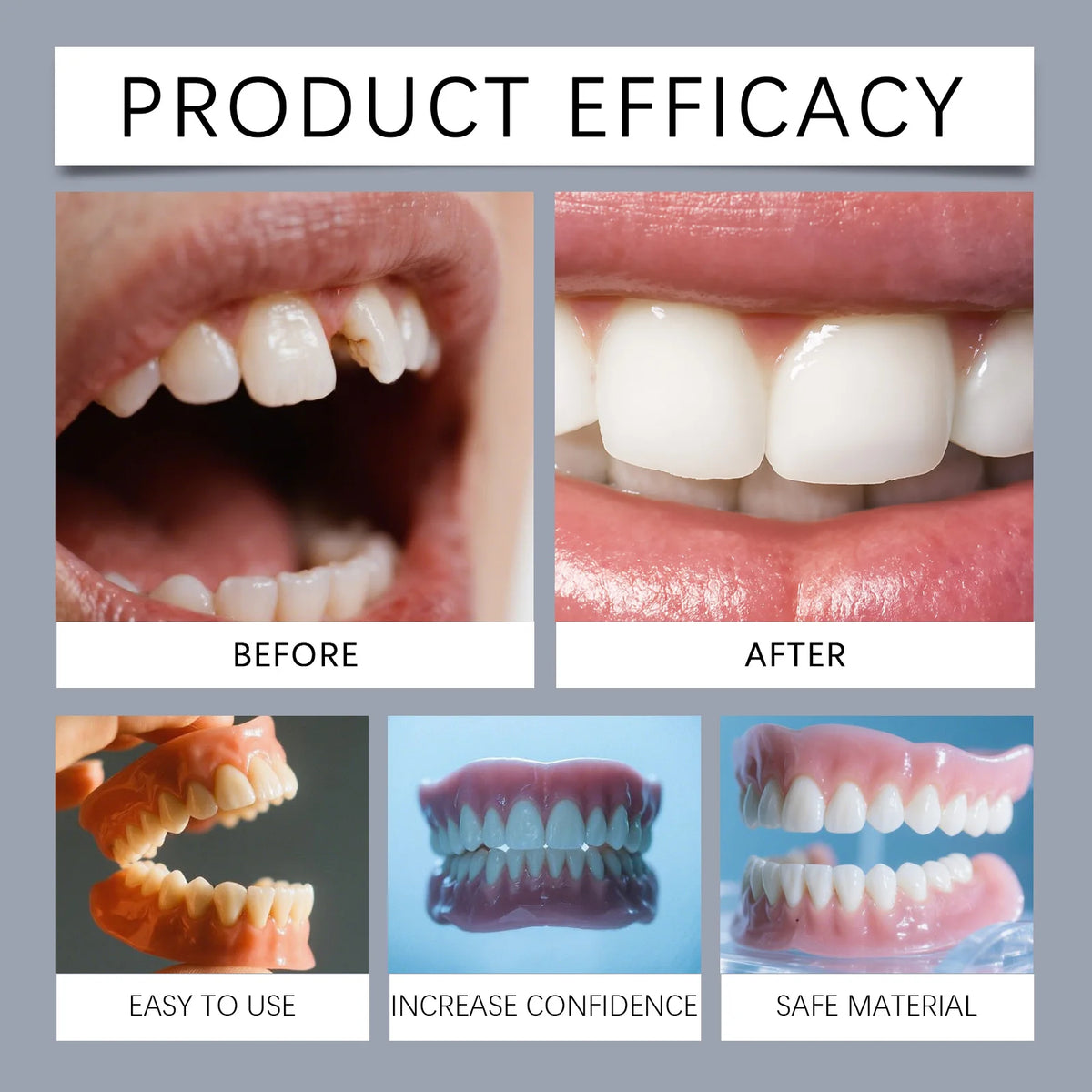 Temporary Cosmetic Dentures Full Set – Moldable Resin Kit Cosmetic Dentures Qst