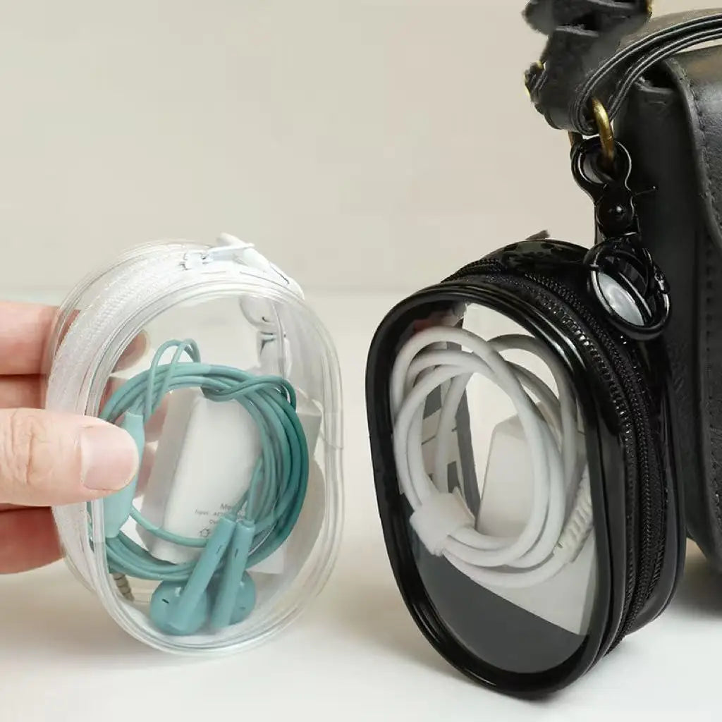 Clear Cable & Cord Travel Organizer Bag | Compact PVC Pouch Cable Organizer Bag Qme