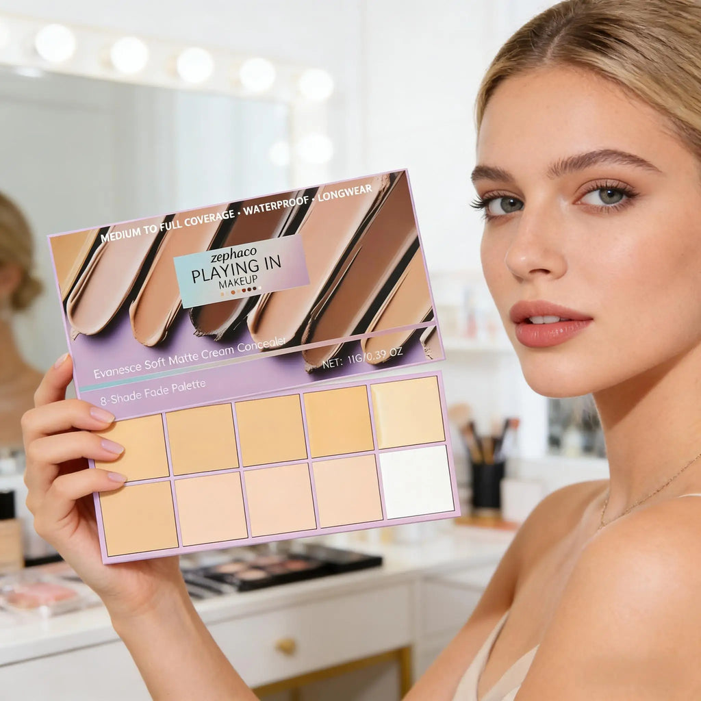 Zephoco 8-Color Concealer Palette – Full Coverage & Brightening Concealer Palette Qme