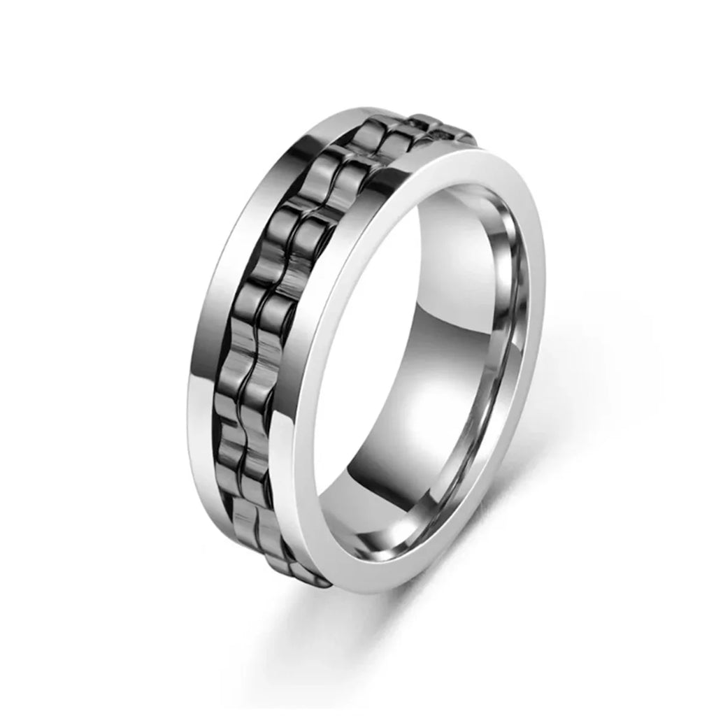 Punk Gear Rotating Fidget Spinner Ring – Titanium Steel Spinner Ring Qme 5 12