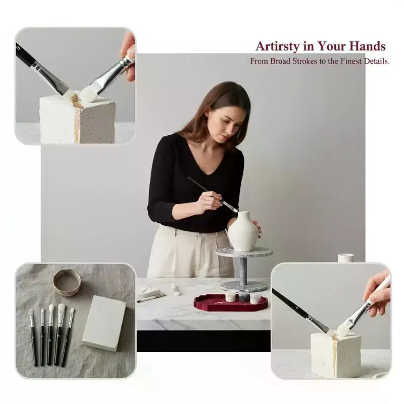 Miniature Dry Brush Set – Model & Figurine Painting 3/4/6pc Miniature Paint Brushes Qme