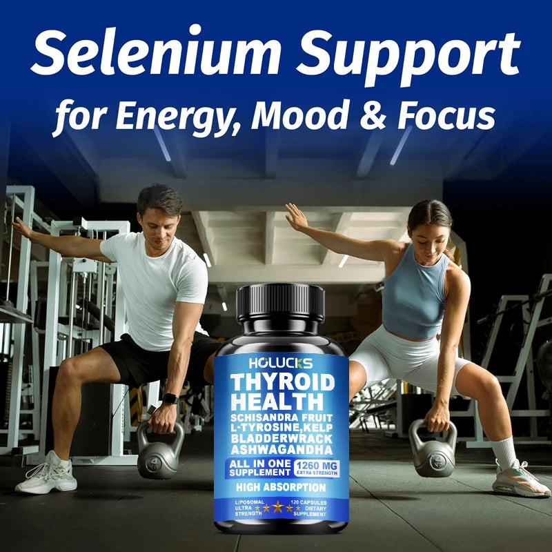 HOLUCKS Thyroid Wellness Supplement | Iodine, Ashwagandha & L-Tyrosine Thyroid Supplement Qst