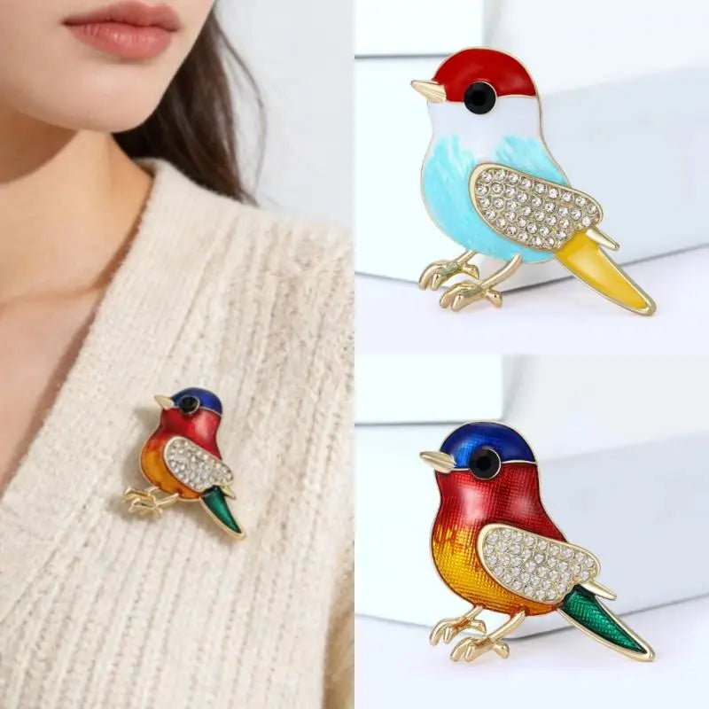 Rhinestone Sparrow Bird Brooch – Enamel Animal Lapel Pin Enamel Lapel Pin Qme