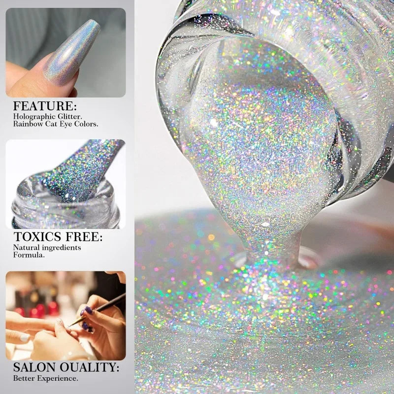 Holographic Multichrome Nail Polish – Rainbow Glitter Lacquer Holographic Nail Polish Qme