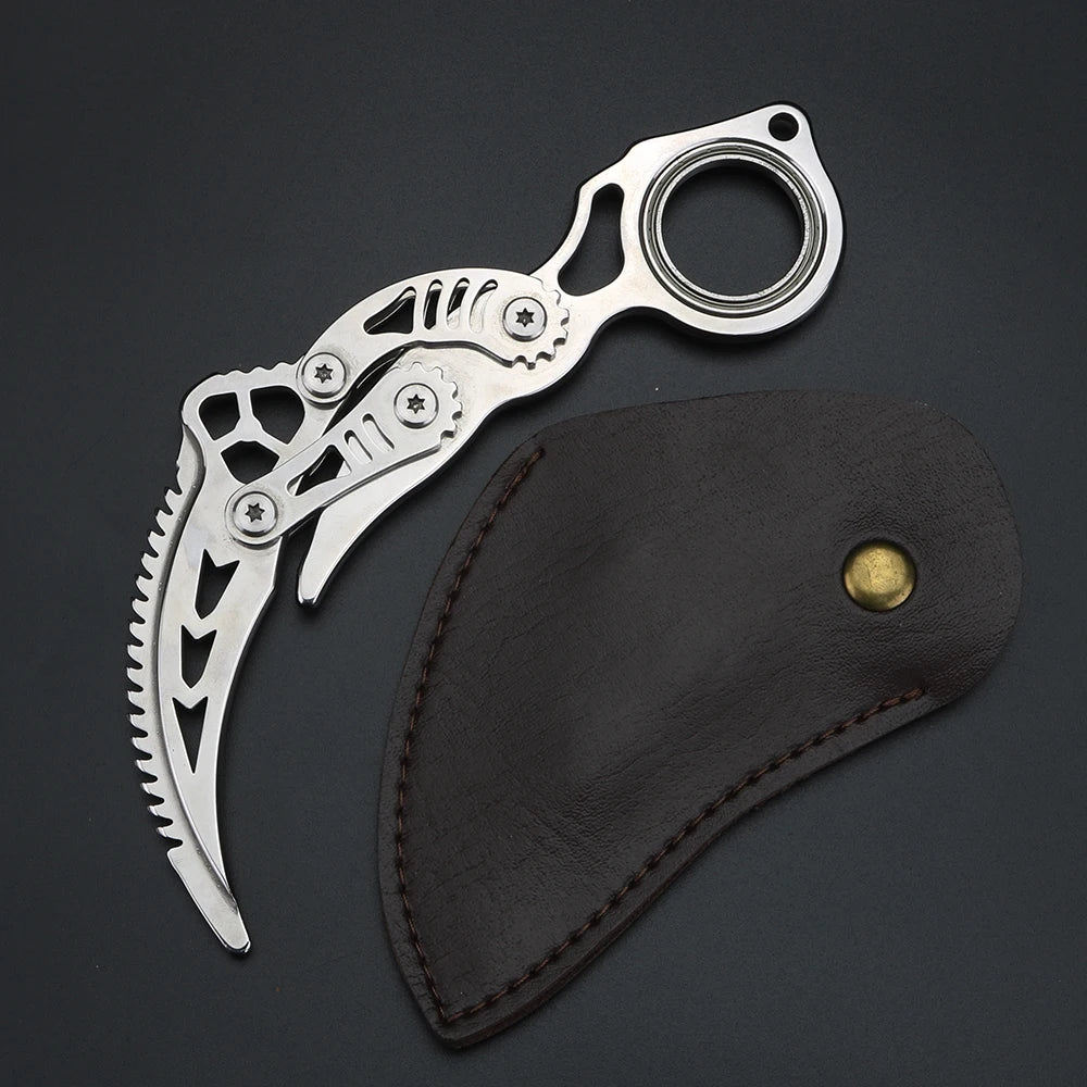 XUAN FENG Silver Folding Knife | 9CR17MOV Steel, Bearing Pivot Folding Pocket Knife Qst
