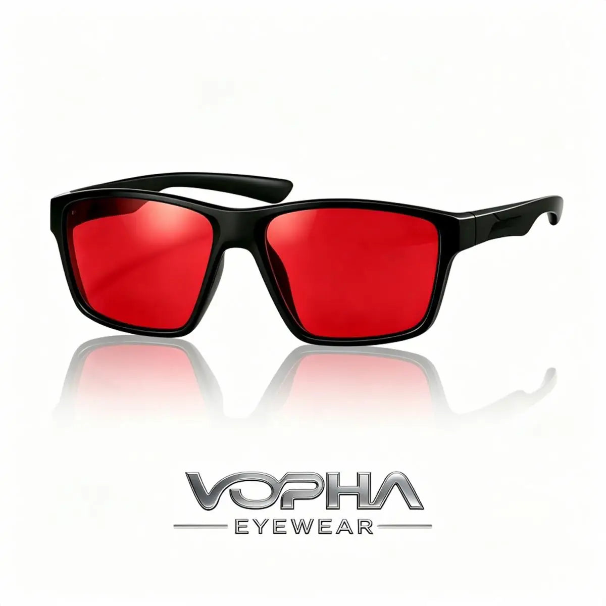 VOPHA S68 Blue Light Blocking Glasses – Unisex Rectangle Blue Light Glasses Qst Black Red