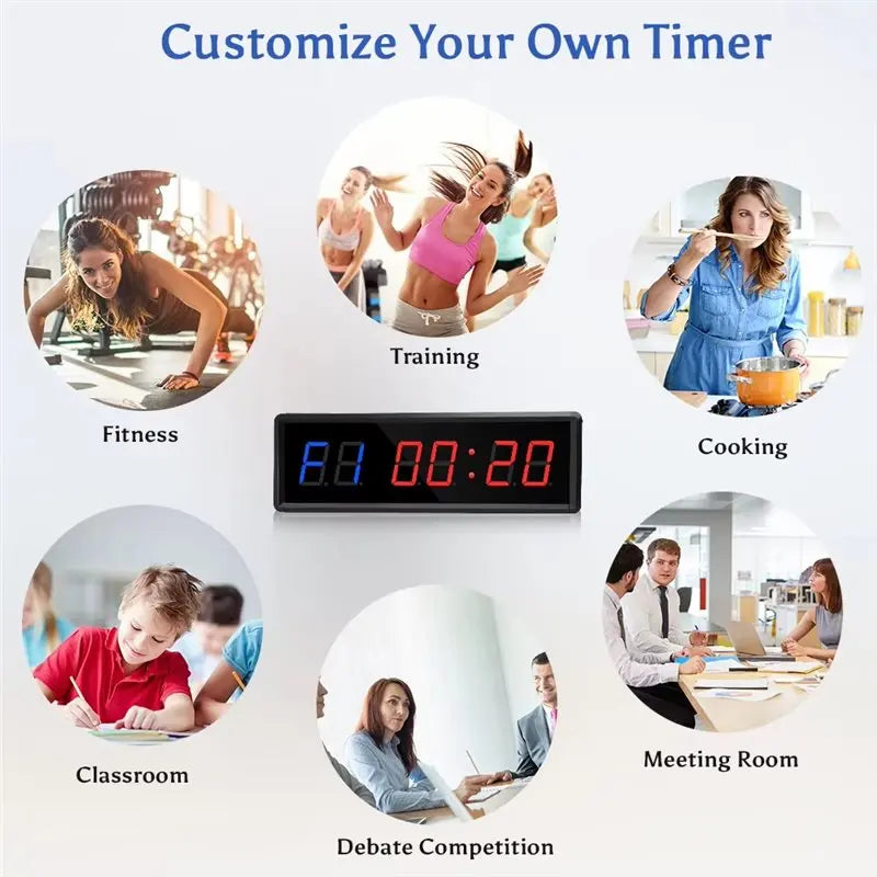 Programmable LED Interval Timer with Remote – Gym & Garage Interval Training Timer Qme